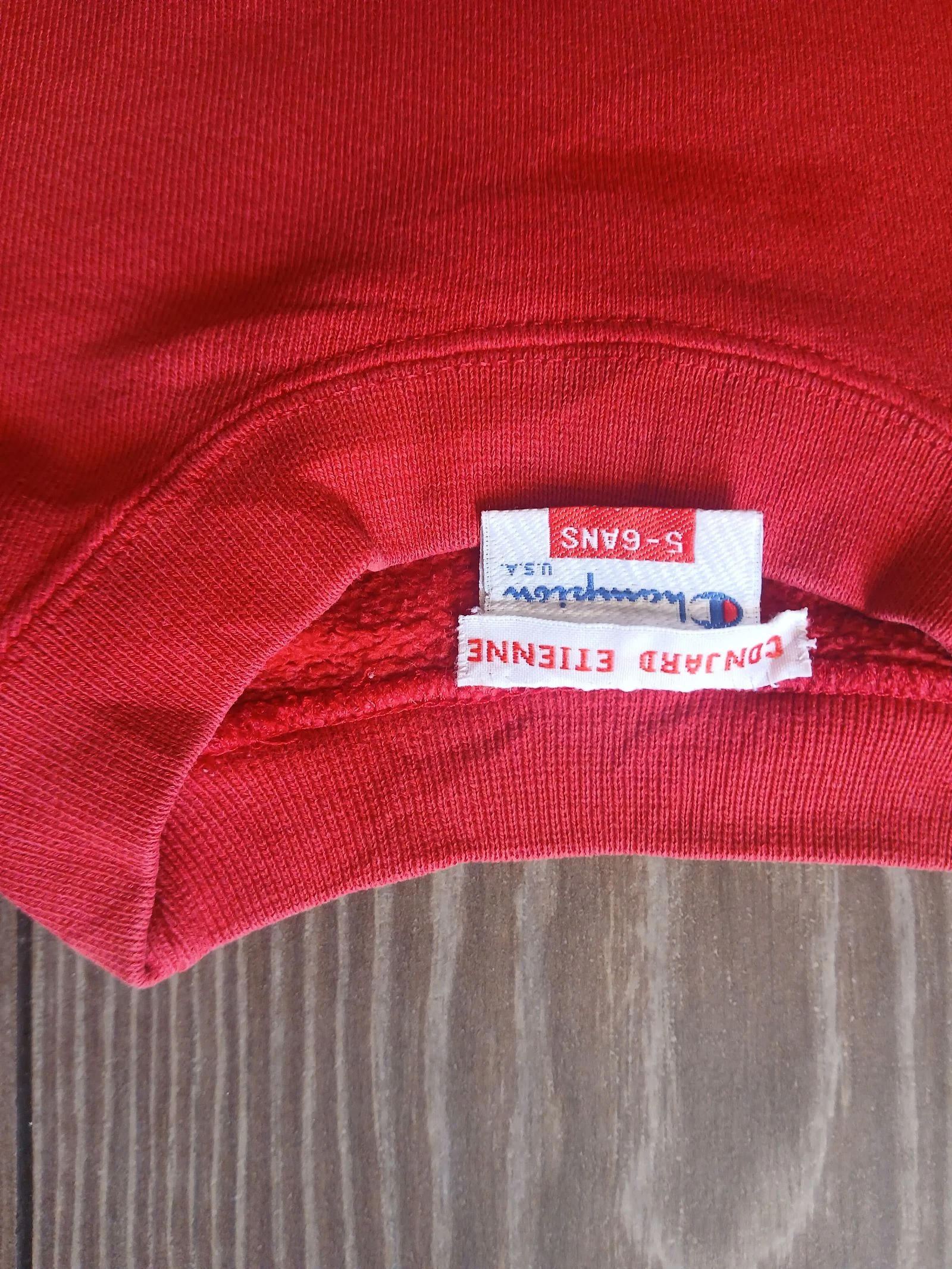 Champion Custom Rework Sweatshirt Red Black Size L Y2K Streetwear Crewneck – photo 3